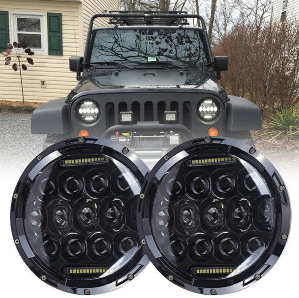 Faro LED de motocicleta de 7 pulgadas, haz DRL, señal de giro, faro redondo de 7" para Harley Jeep Wrangler Hummer