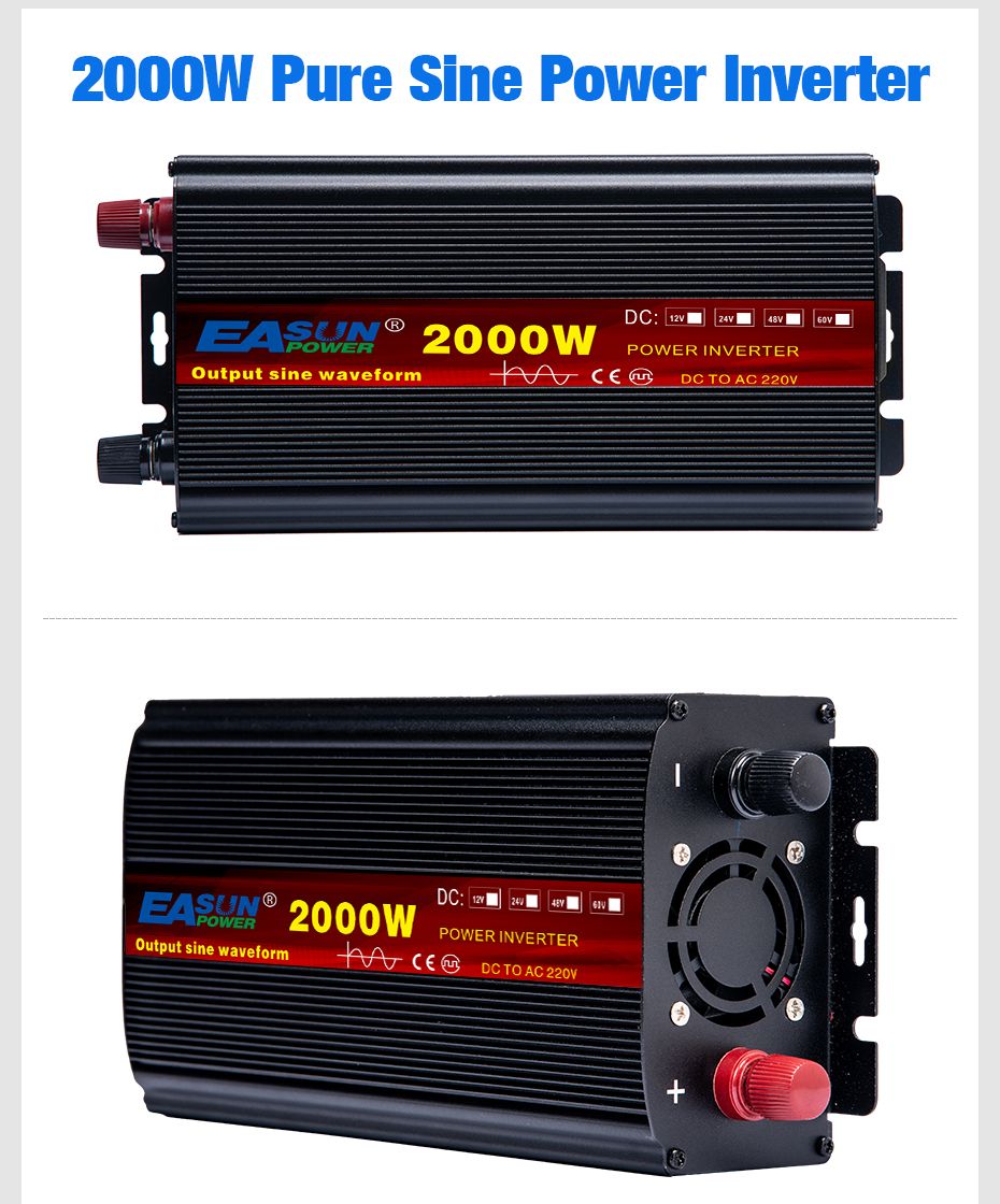EASUN Inversor de Potencia de Onda Sinusoidal Pura de 2000W a 5000W Convertidor de CC a CA de Alto Rendimiento para Hogar y Exteriores
