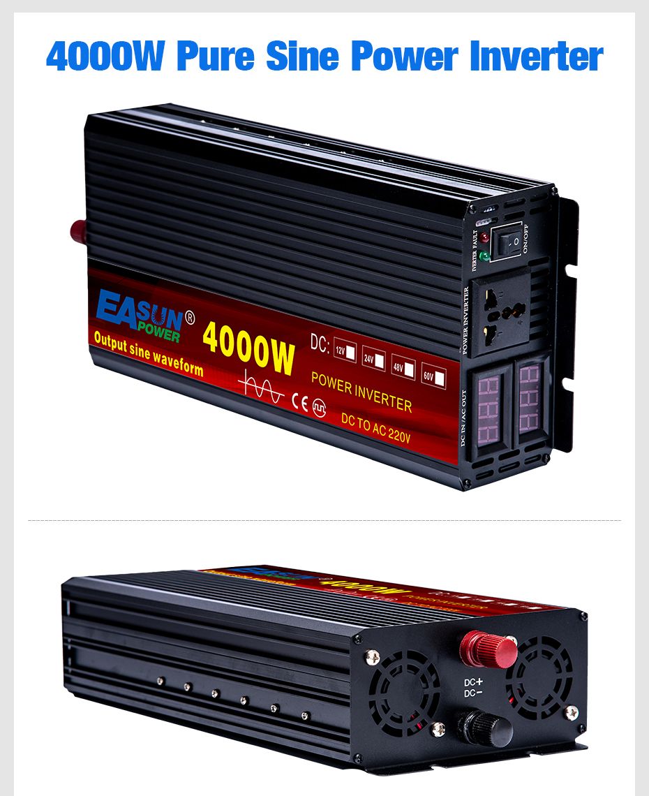 EASUN Inversor de Potencia de Onda Sinusoidal Pura de 2000W a 5000W Convertidor de CC a CA de Alto Rendimiento para Hogar y Exteriores