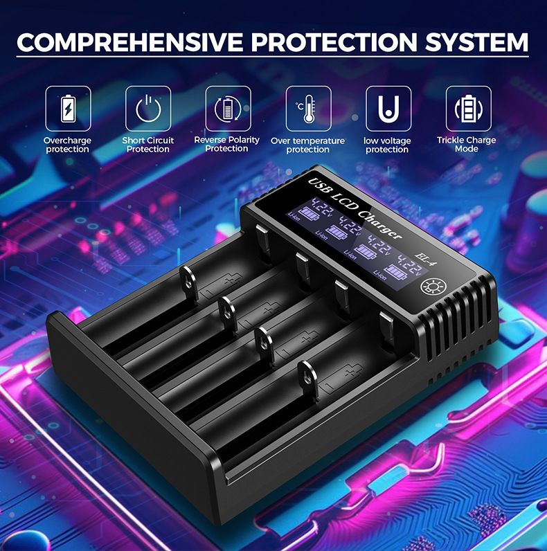 Cargador Inteligente de Batería LCD USB con pantalla LCD de carga para baterías 18650 de litio y Ni-MH AA AAA