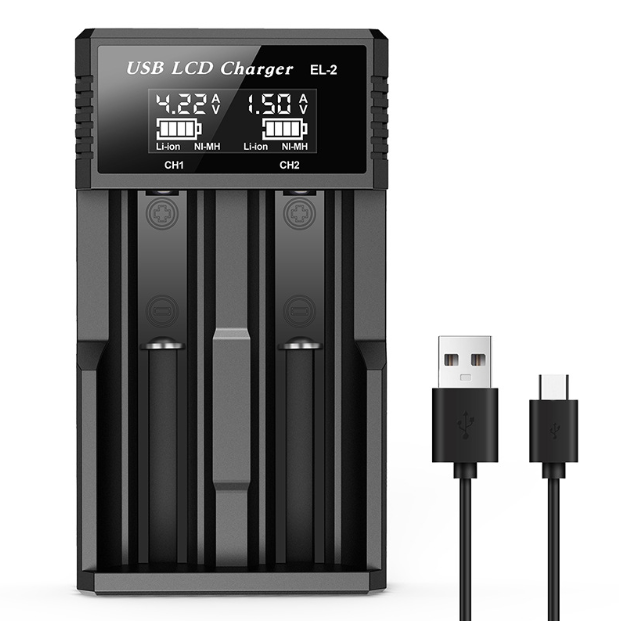 Cargador Inteligente de Batería LCD USB con pantalla LCD de carga para baterías 18650 de litio y Ni-MH AA AAA