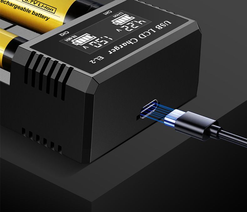 Cargador Inteligente de Batería LCD USB con pantalla LCD de carga para baterías 18650 de litio y Ni-MH AA AAA