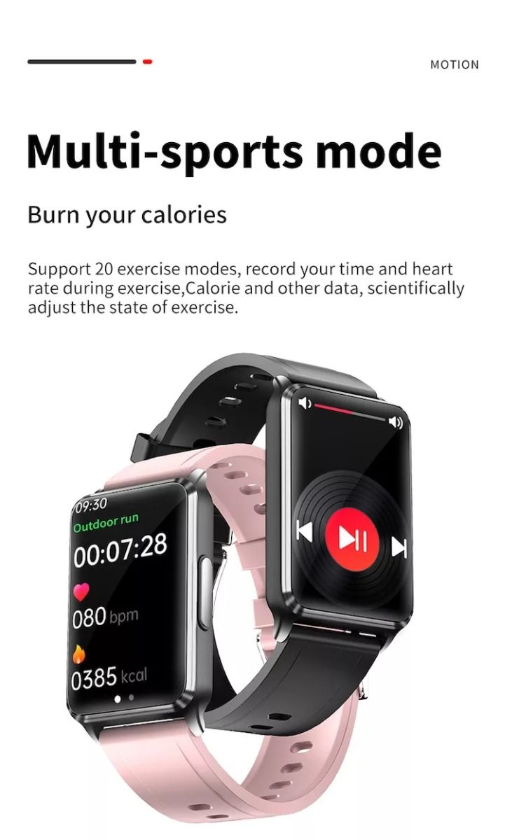 EP02 Reloj Inteligente de Glucosa en Sangre con ECG, HRV, Frecuencia Cardíaca, Temperatura, Pantalla HD de 1.57 Pulgadas, Resistente al Agua, Pulsera Inteligente y Monitor de Actividad Física