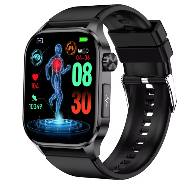 E580 Reloj Inteligente de Glucosa en Sangre, ECG, Frecuencia Cardíaca, Presión Arterial, Impermeable IP68