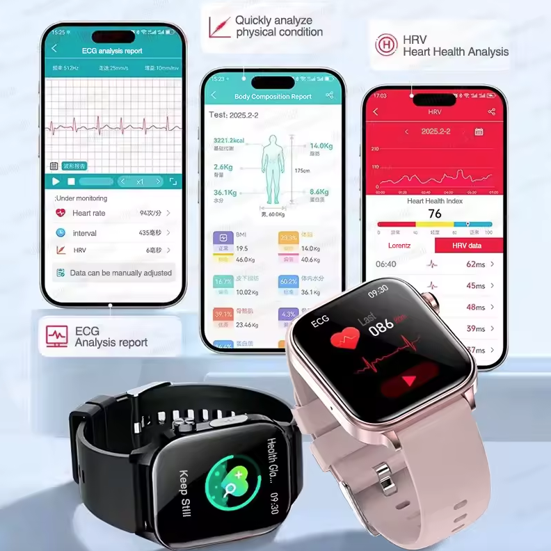 ET585 ECG+PPG AI Health Diagnose Smart Watch Hombres Mujeres Reloj Lípidos en sangre PA Ácido úrico Frecuencia cardíaca