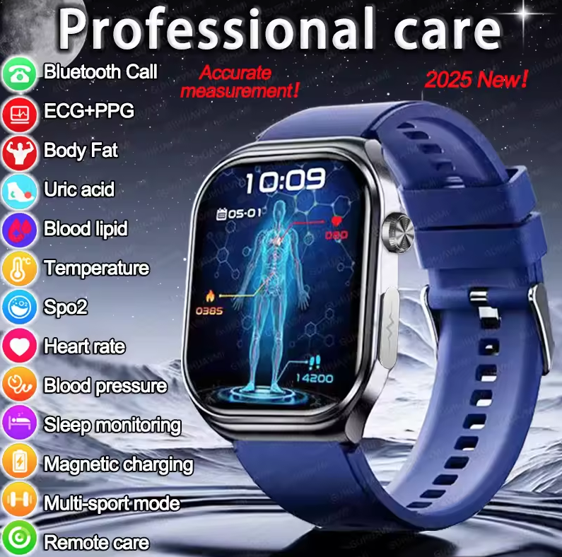 ET585 ECG+PPG AI Health Diagnose Smart Watch Hombres Mujeres Reloj Lípidos en sangre PA Ácido úrico Frecuencia cardíaca