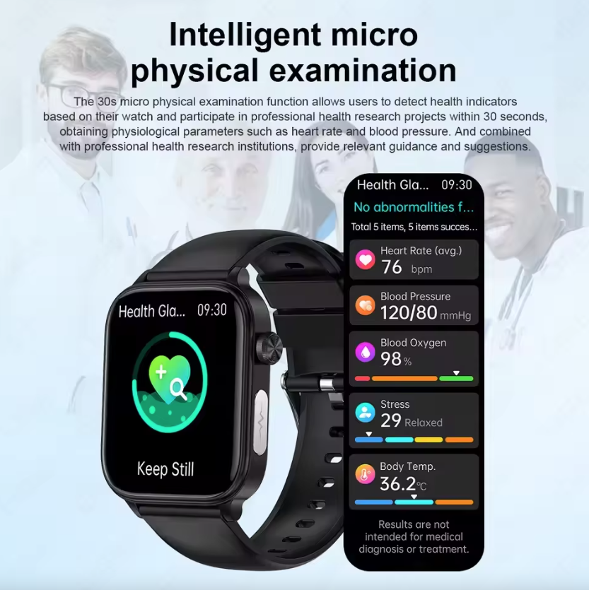 ET585 ECG+PPG AI Health Diagnose Smart Watch Hombres Mujeres Reloj Lípidos en sangre PA Ácido úrico Frecuencia cardíaca