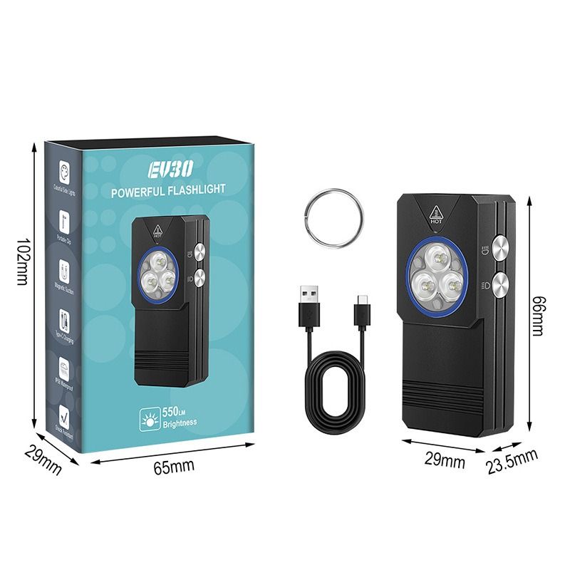 EV30: Tu Linterna EDC Compacta 550lm con Luz UV 365nm | Recargable USB-C de Bolsillo