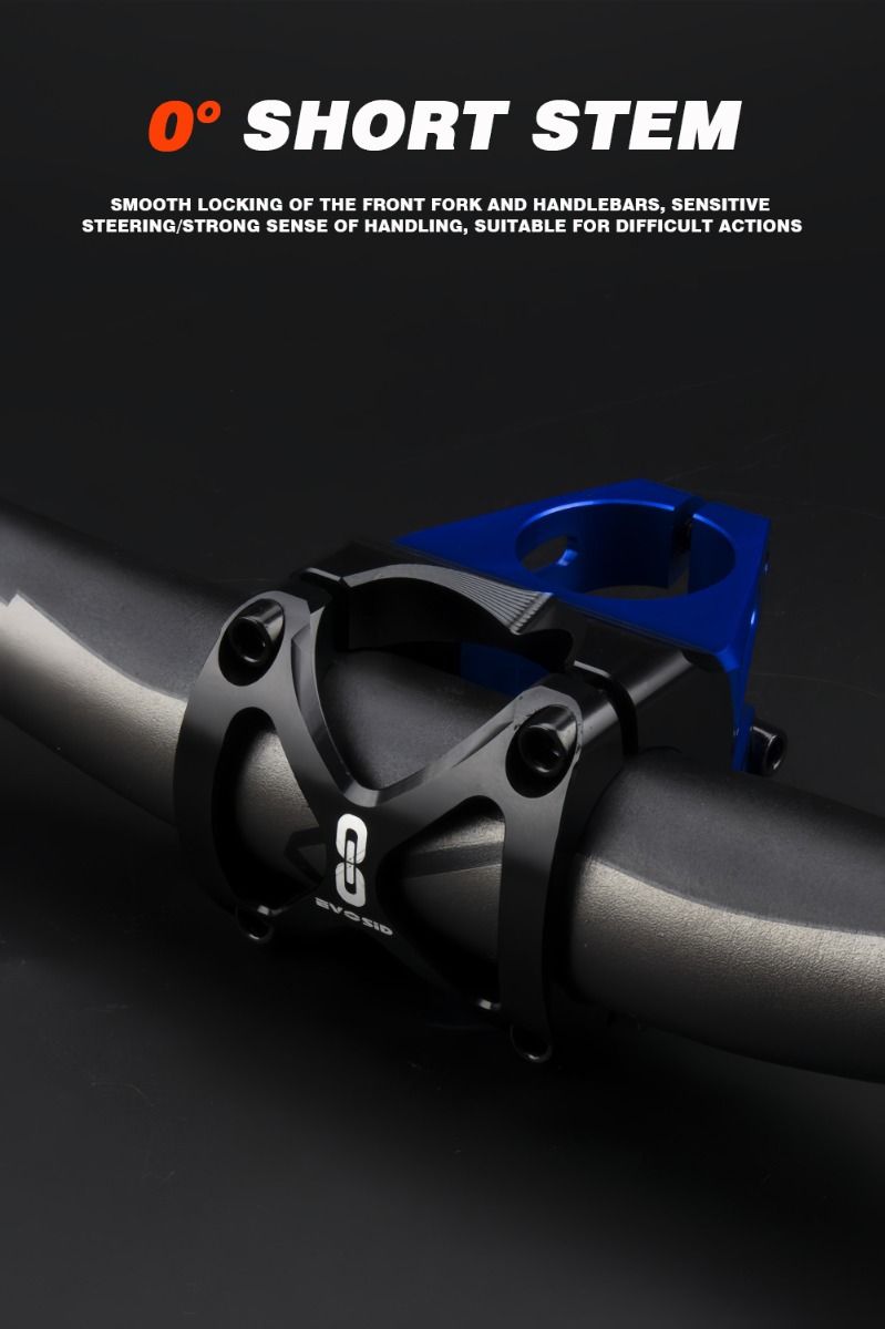 EVOSID Vástago Bicicleta 31.6mm Aleación Aluminio MTB Ciclismo Potencia Corta Ligero Negro Azul