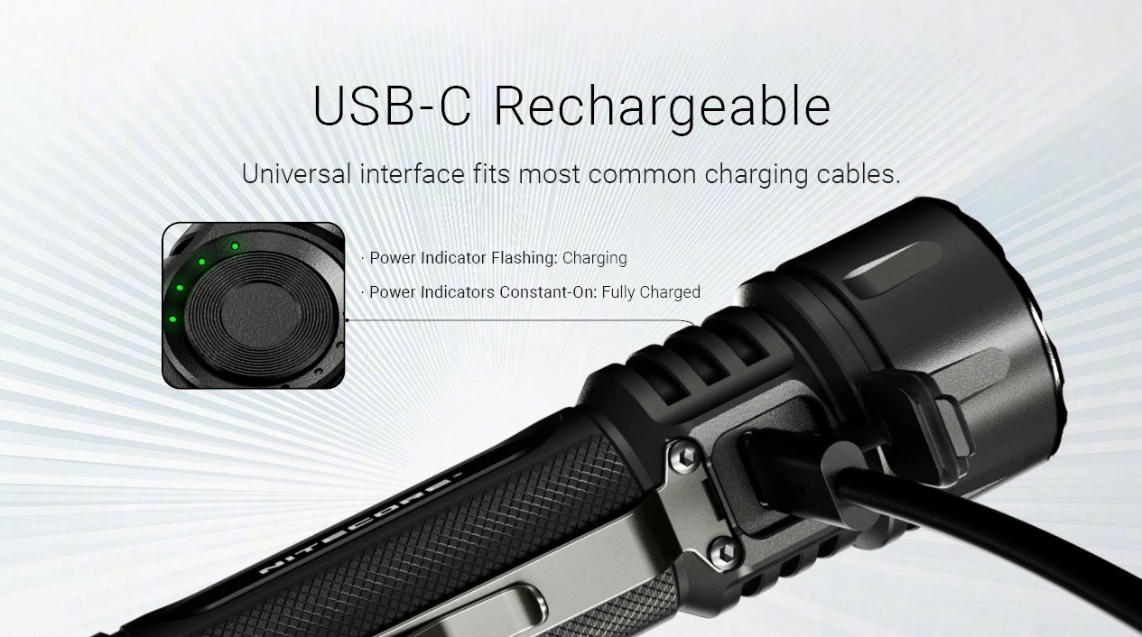 Nitecore EX7 Linterna Potente 6000 Lúmenes USB-C Recargable para Exteriores, Aventura y Búsqueda y Rescate