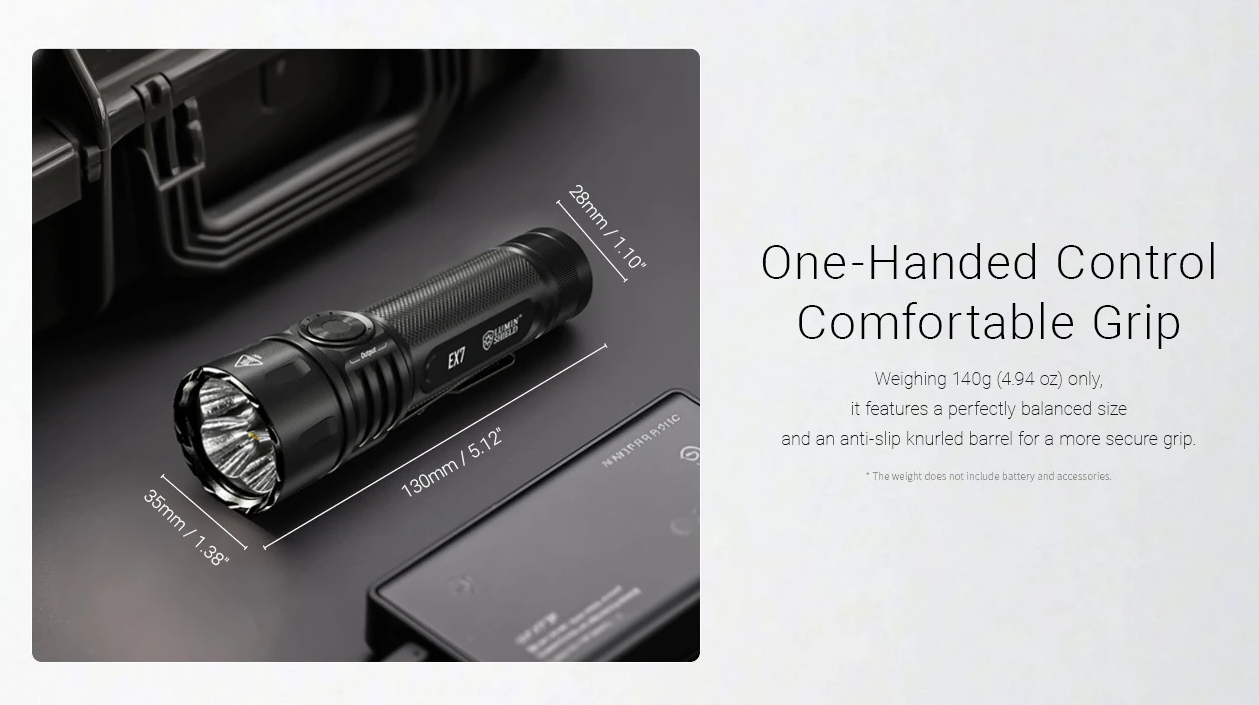 Nitecore EX7 Linterna Potente 6000 Lúmenes USB-C Recargable para Exteriores, Aventura y Búsqueda y Rescate