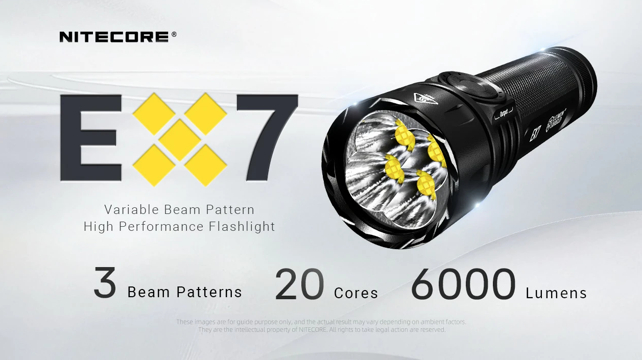 Nitecore EX7 Linterna Potente 6000 Lúmenes USB-C Recargable para Exteriores, Aventura y Búsqueda y Rescate