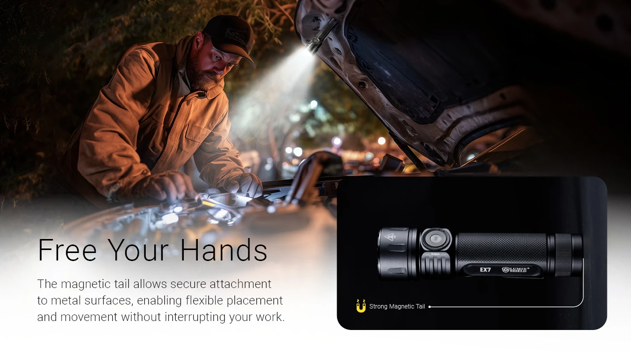 Nitecore EX7 Linterna Potente 6000 Lúmenes USB-C Recargable para Exteriores, Aventura y Búsqueda y Rescate