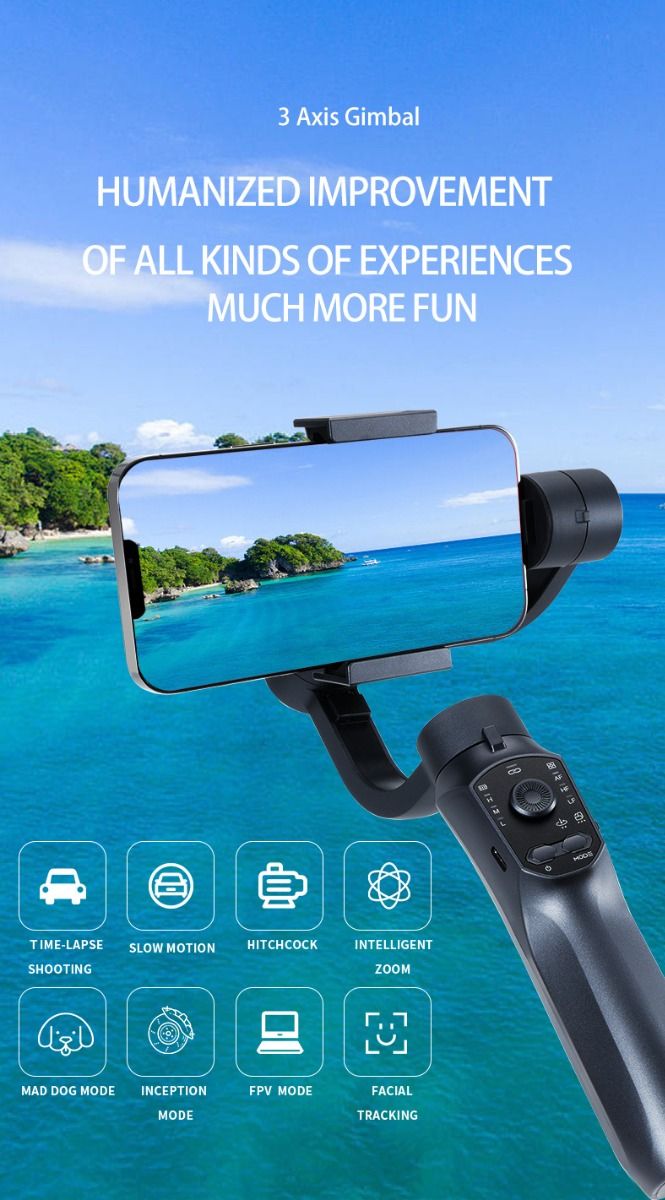 Estabilizador F10 Pro cardán de 3 ejes estabilización de video para smartphone Android iPhone videografía móvil