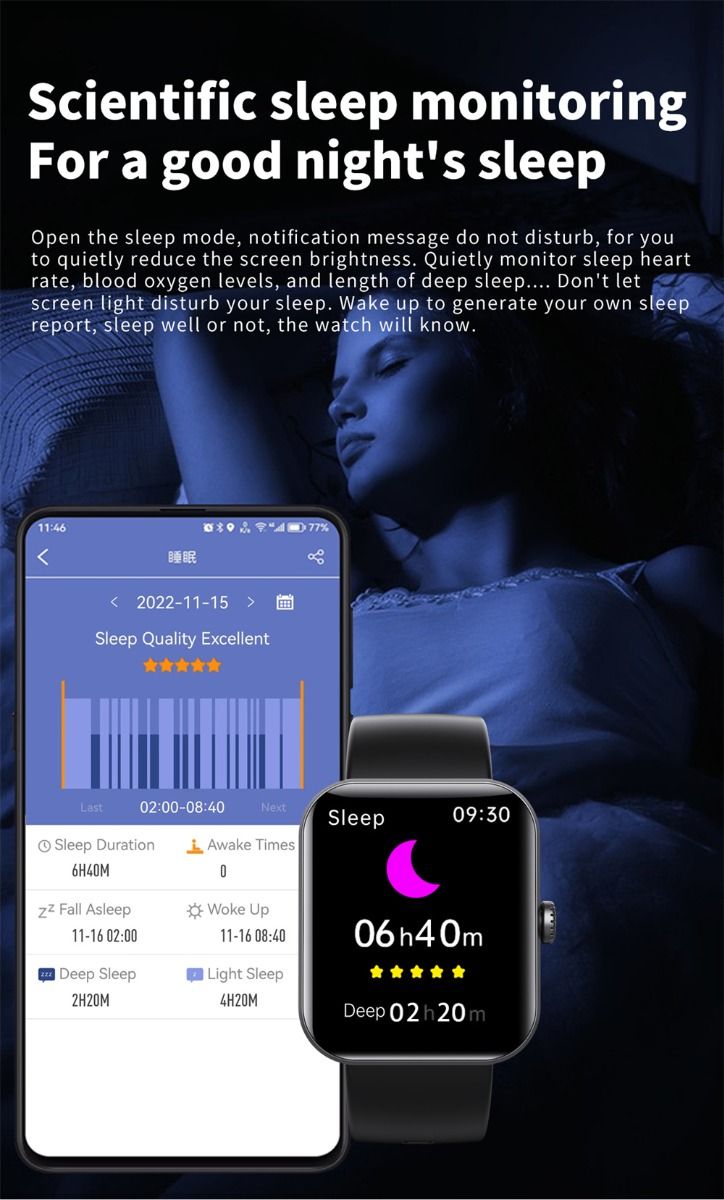 F57L Reloj Inteligente Glucosa en Sangre Presión Arterial Frecuencia Cardíaca Monitoreo de Temperatura Monitoreo Deportivo 1.91 Pulgadas Sn