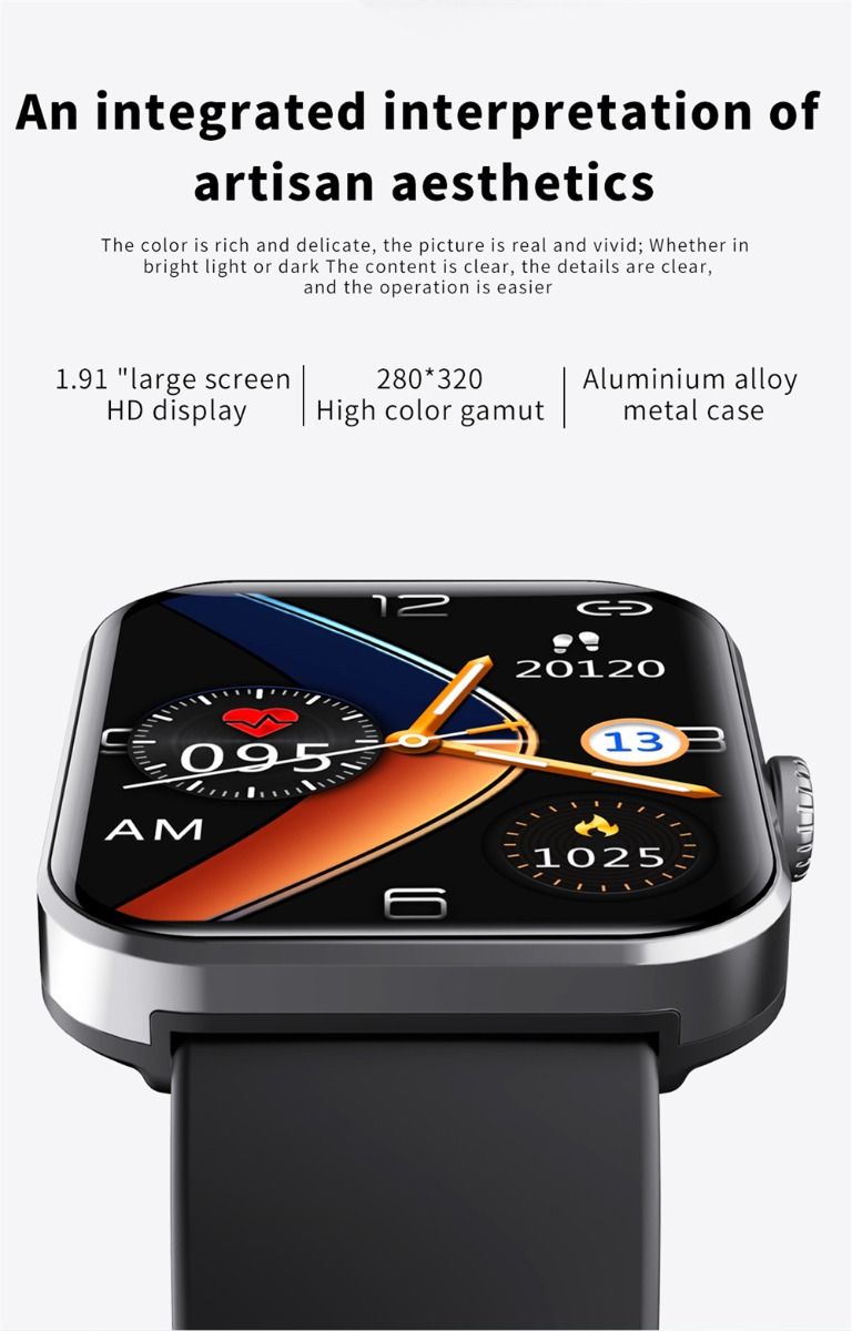 F57L Reloj Inteligente Glucosa en Sangre Presión Arterial Frecuencia Cardíaca Monitoreo de Temperatura Monitoreo Deportivo 1.91 Pulgadas Sn