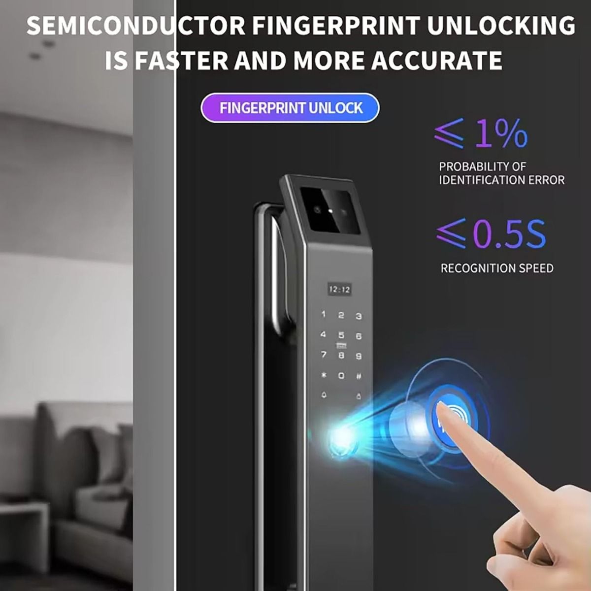 Cerradura electrónica digital con reconocimiento facial 3D, cámara, huella dactilar y contraseña, sin llave