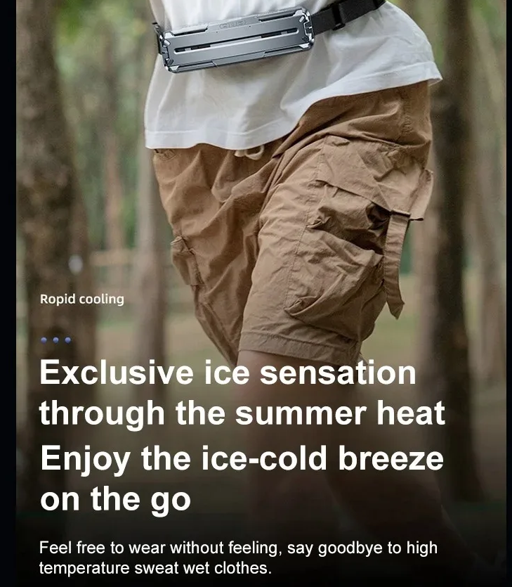 Ventilador de Cinturón de Hielo, Dispositivo de Enfriamiento Portátil y Ligero para Trabajo al Aire Libre, Uso en Oficina, Viajes y Campamento