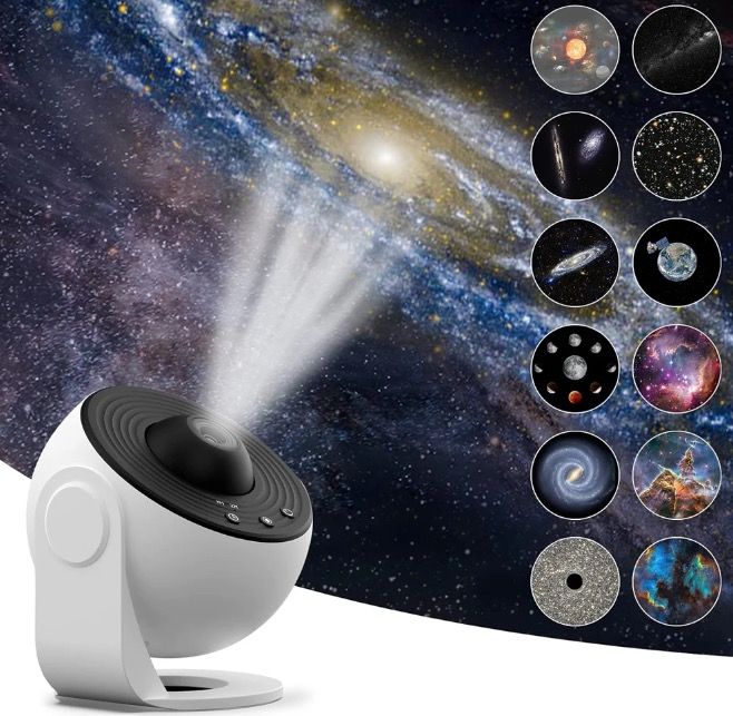 Proyector de galaxia con luz nocturna, lámpara planetario 12 en 1 para niños con rotación de 360° y ambiente relajante