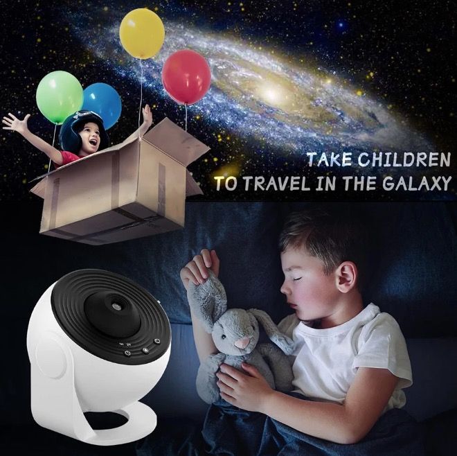 Proyector de galaxia con luz nocturna, lámpara planetario 12 en 1 para niños con rotación de 360° y ambiente relajante