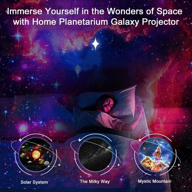 Proyector de galaxia con luz nocturna, lámpara planetario 12 en 1 para niños con rotación de 360° y ambiente relajante