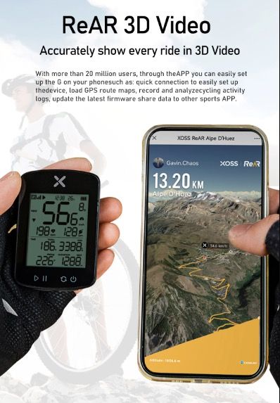 XOSS G+ G2 Computadora de bicicleta GPS Generación Inalámbrica Velocímetro Rastreador con Pantalla Personalizada y Sensor de Frecuencia Cardíaca