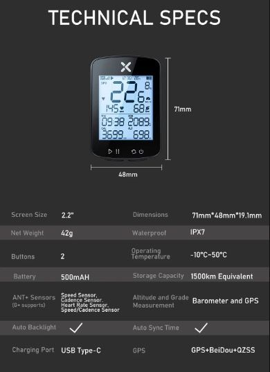 XOSS G+ G2 Computadora de bicicleta GPS Generación Inalámbrica Velocímetro Rastreador con Pantalla Personalizada y Sensor de Frecuencia Cardíaca