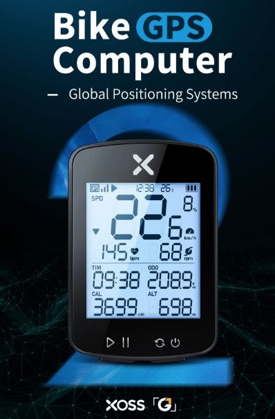 XOSS G+ G2 Computadora de bicicleta GPS Generación Inalámbrica Velocímetro Rastreador con Pantalla Personalizada y Sensor de Frecuencia Cardíaca
