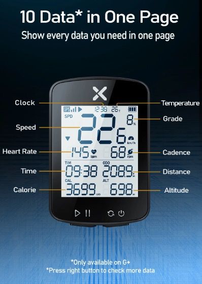 XOSS G+ G2 Computadora de bicicleta GPS Generación Inalámbrica Velocímetro Rastreador con Pantalla Personalizada y Sensor de Frecuencia Cardíaca