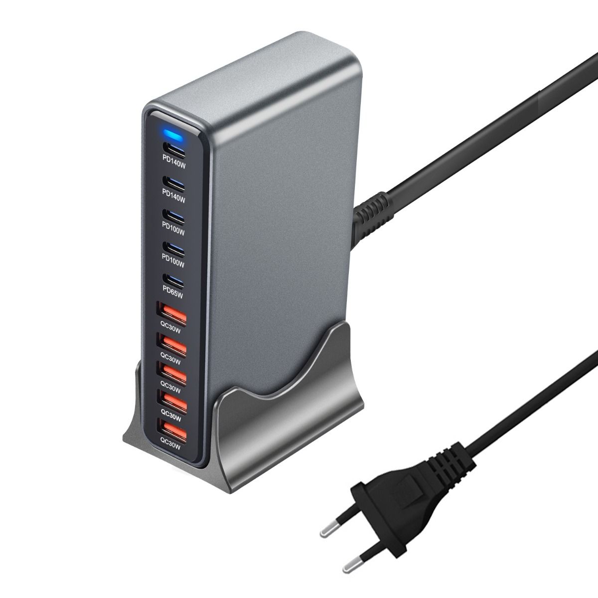 Cargador UBS C 800W GaN III Pro, 10 Puertos, 140W PD3.1, Estación de Carga Rápida Múltiples Dispositivos