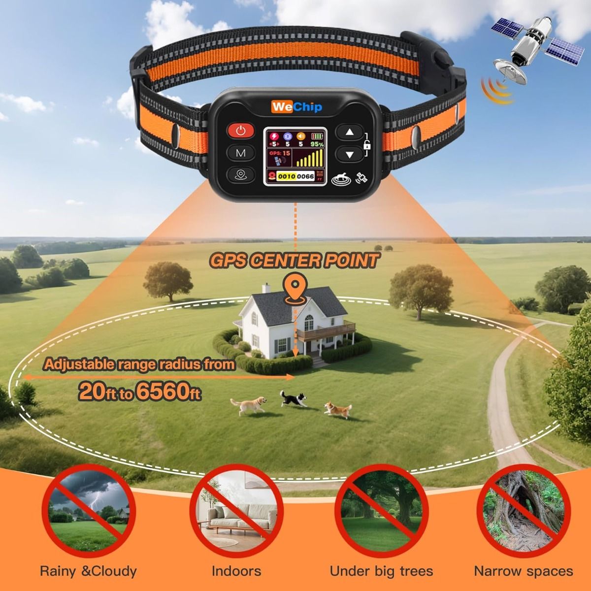 Collar Valla Inalámbrica GPS, Antiladridos Recargable. Para Perros 15-120 lbs. ¡Seguridad Total!