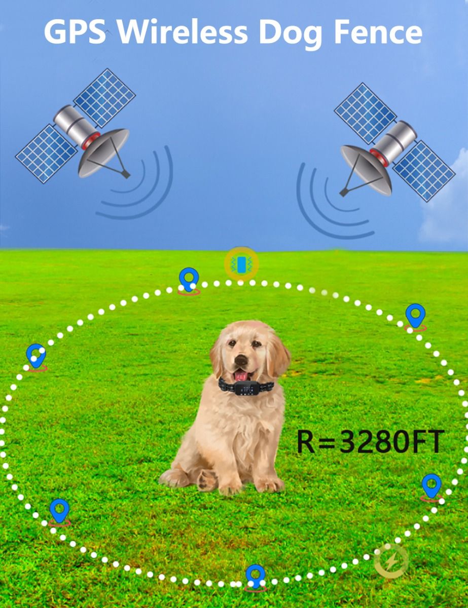GPS Cerca Inalámbrica para Perros Dispositivo de Cercado Exterior para Mascotas 3280 Pies de Alcance Instalación Fácil para la Seguridad y Libertad de la Mascota