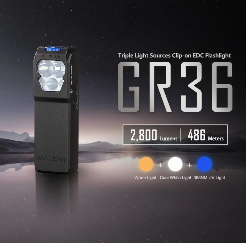 IMALENT GR36 Linterna EDC Súper Brillante, 2800 Lúmenes, Recargable USB-C, Magnética, con Clip, Portátil.