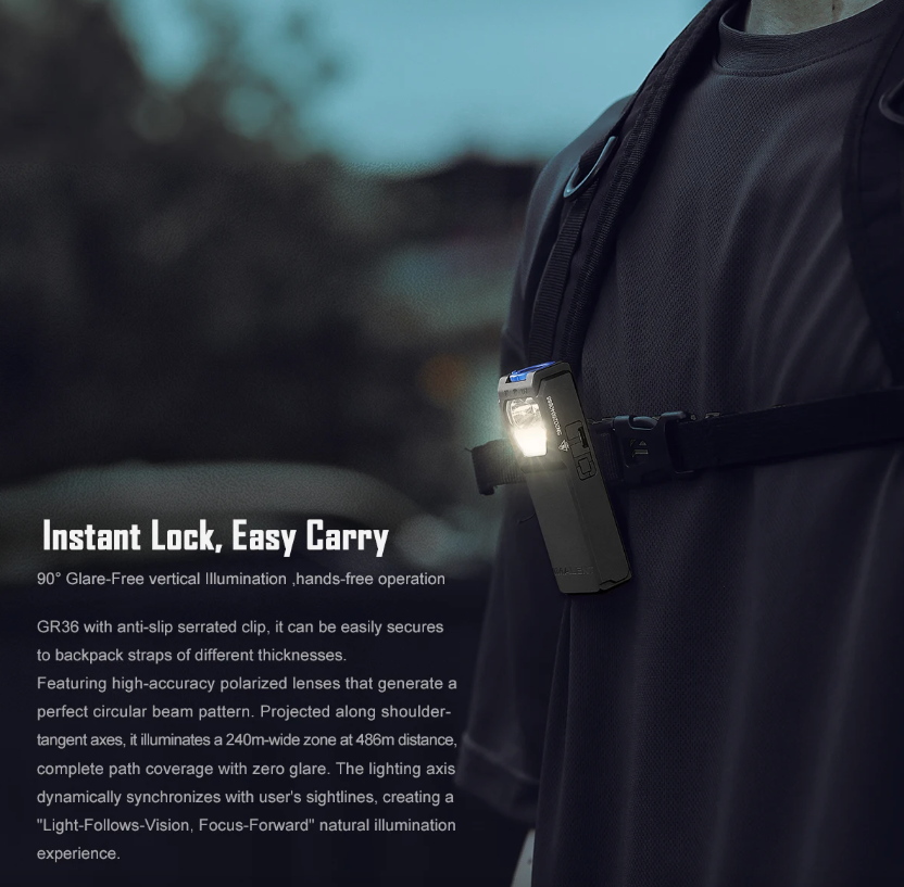 IMALENT GR36 Linterna EDC Súper Brillante, 2800 Lúmenes, Recargable USB-C, Magnética, con Clip, Portátil.