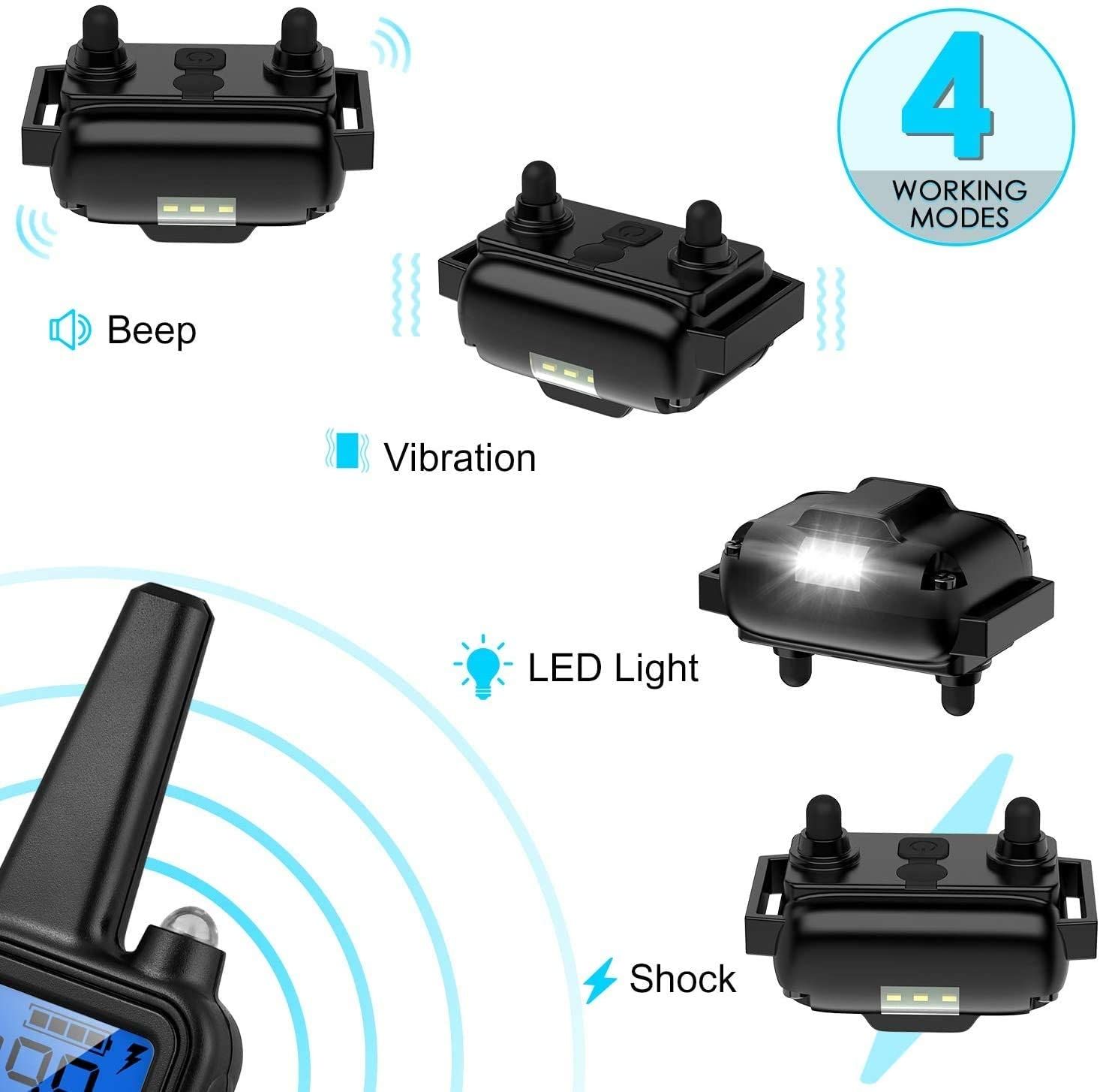 Collar de entrenamiento para perros eléctrico de 800 m con pantalla LCD, recargable e impermeable, para un entrenamiento efectivo al aire libre.