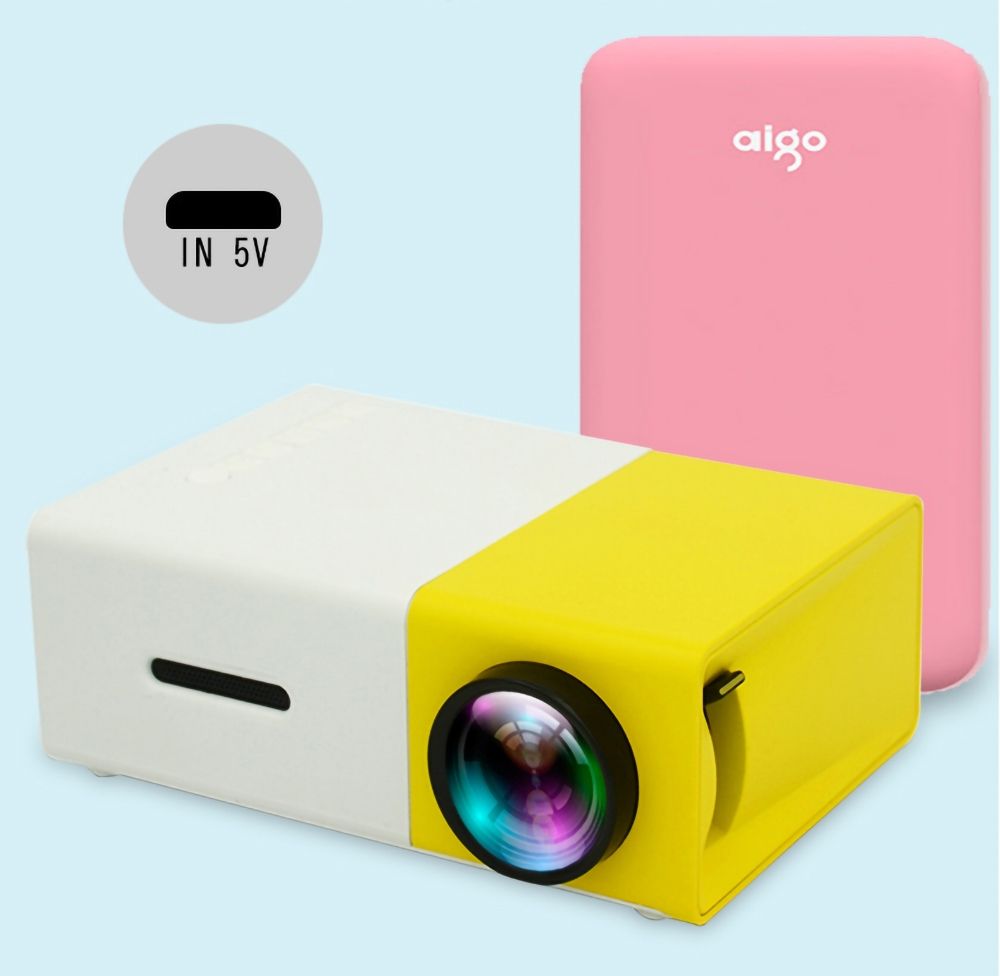 YG300 LED Mini Proyector, Proyector Portátil Compacto, Proyección Brillante 1080P para Noches de Cine y Aventuras de Juegos
