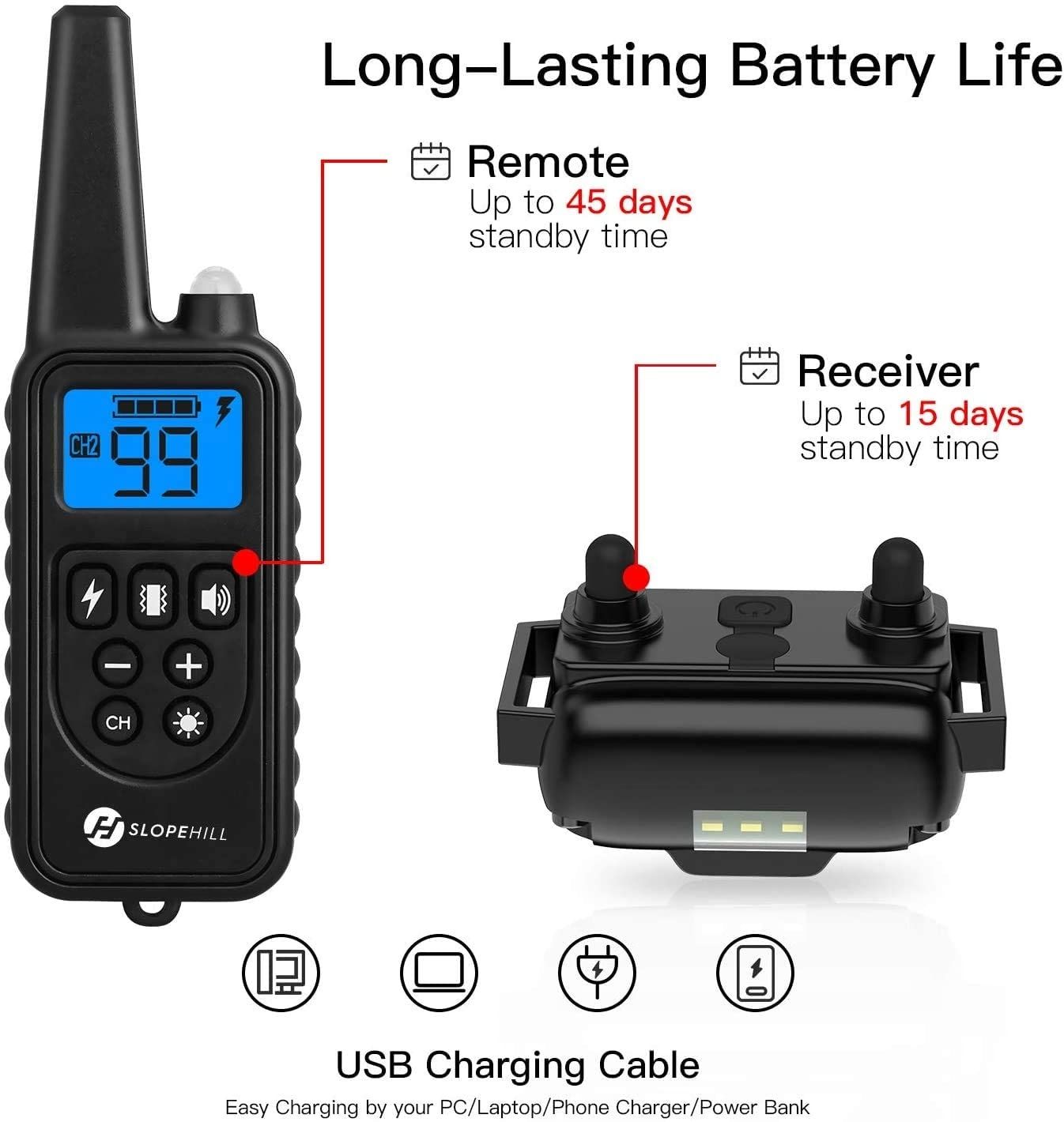 Collar de entrenamiento para perros eléctrico de 800 m con pantalla LCD, recargable e impermeable, para un entrenamiento efectivo al aire libre.