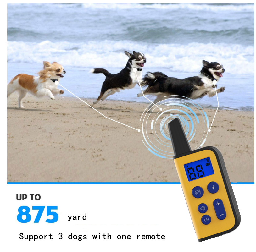 Collar eléctrico para perros impermeable con alcance de 1000 m y niveles de estimulación ajustables para un entrenamiento humano