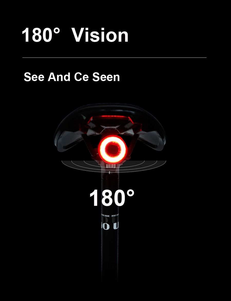 Luz trasera inteligente para bicicleta con luz de freno de arranque y parada automáticos, carga USB, impermeable IPX6, luz de seguridad para ciclismo.