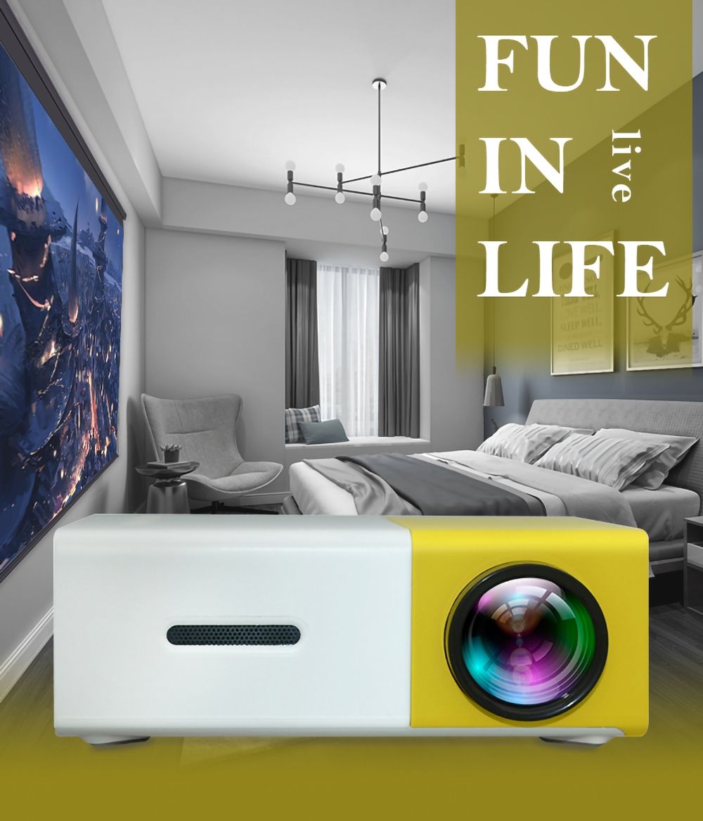 YG300 LED Mini Proyector, Proyector Portátil Compacto, Proyección Brillante 1080P para Noches de Cine y Aventuras de Juegos