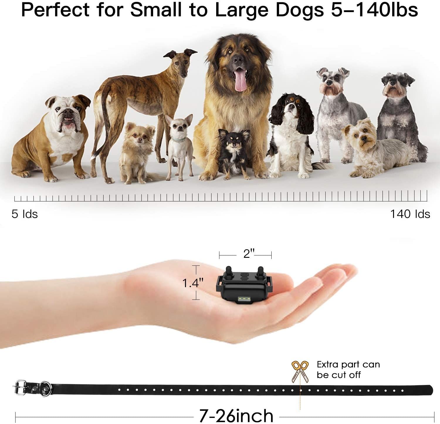 Collar de entrenamiento para perros eléctrico de 800 m con pantalla LCD, recargable e impermeable, para un entrenamiento efectivo al aire libre.