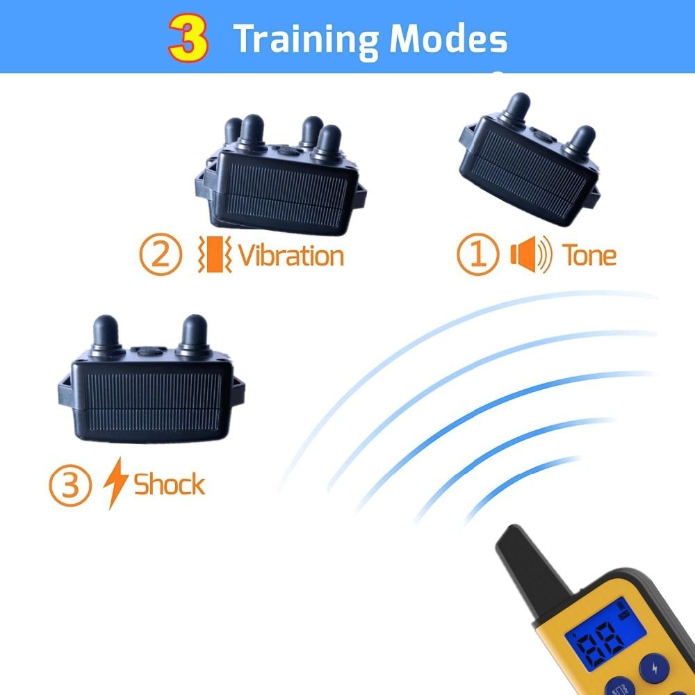 Collar eléctrico para perros impermeable con alcance de 1000 m y niveles de estimulación ajustables para un entrenamiento humano