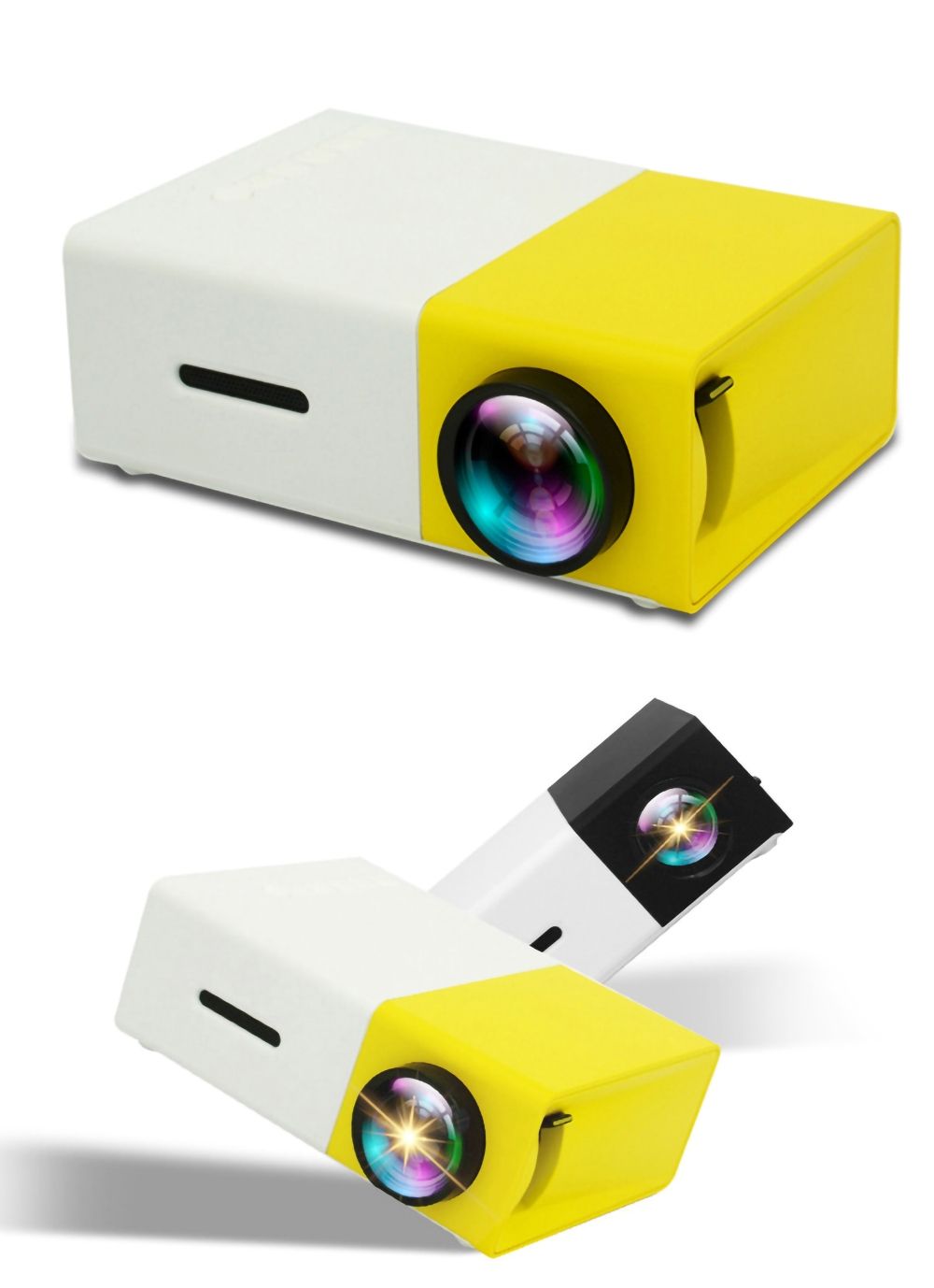 YG300 LED Mini Proyector, Proyector Portátil Compacto, Proyección Brillante 1080P para Noches de Cine y Aventuras de Juegos