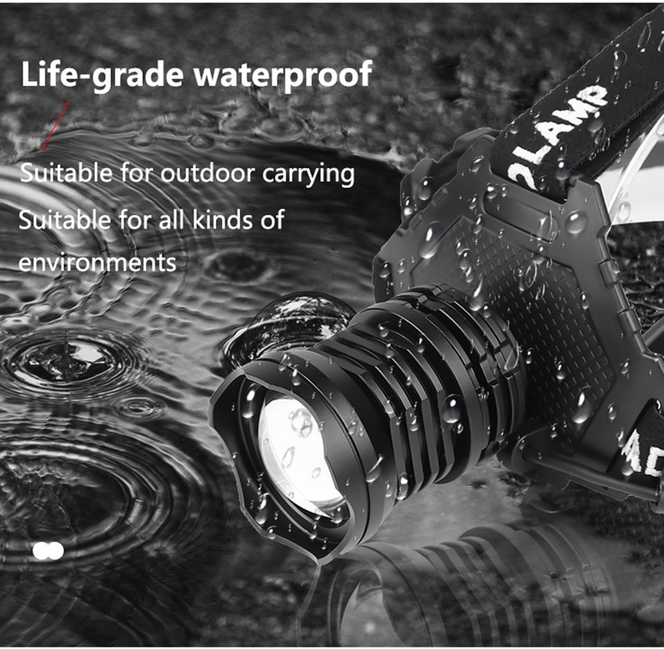 Lámpara de Cabeza LED 8000LM Faro Recargable USB Modos Ajustables Impermeable Ideal para Iluminación Exterior