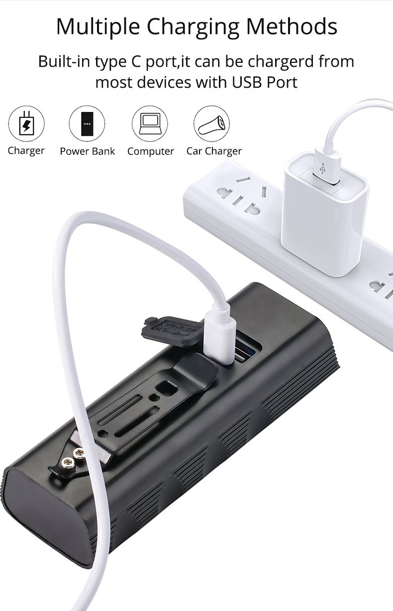 TK5 Luz Delantera de Bicicleta 5000 Lúmenes Recargable USB Impermeable Super Brillante con Múltiples Modos para Ciclismo