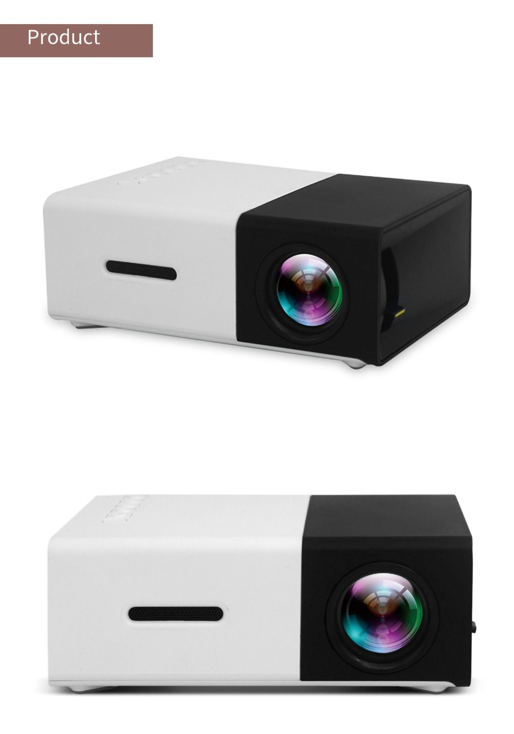 YG300 LED Mini Proyector, Proyector Portátil Compacto, Proyección Brillante 1080P para Noches de Cine y Aventuras de Juegos