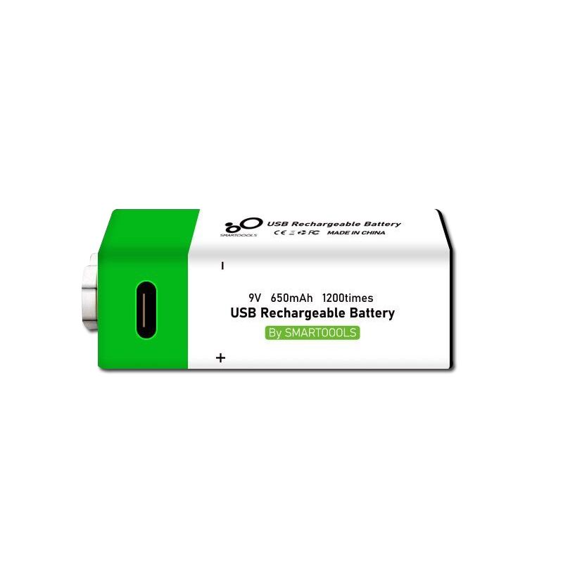 Batería recargable por USB de 9V 6F22 650mAh, ecológica, de iones de litio, para juguetes, micrófono, multímetro y más.