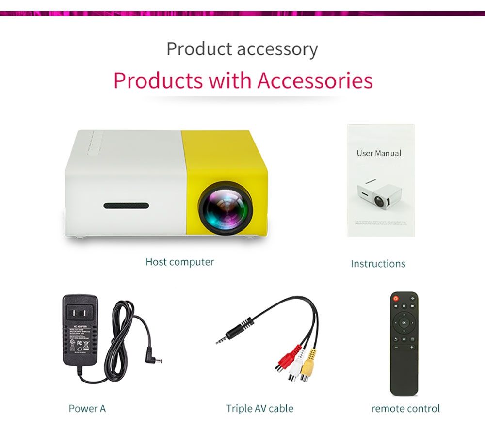 YG300 LED Mini Proyector, Proyector Portátil Compacto, Proyección Brillante 1080P para Noches de Cine y Aventuras de Juegos