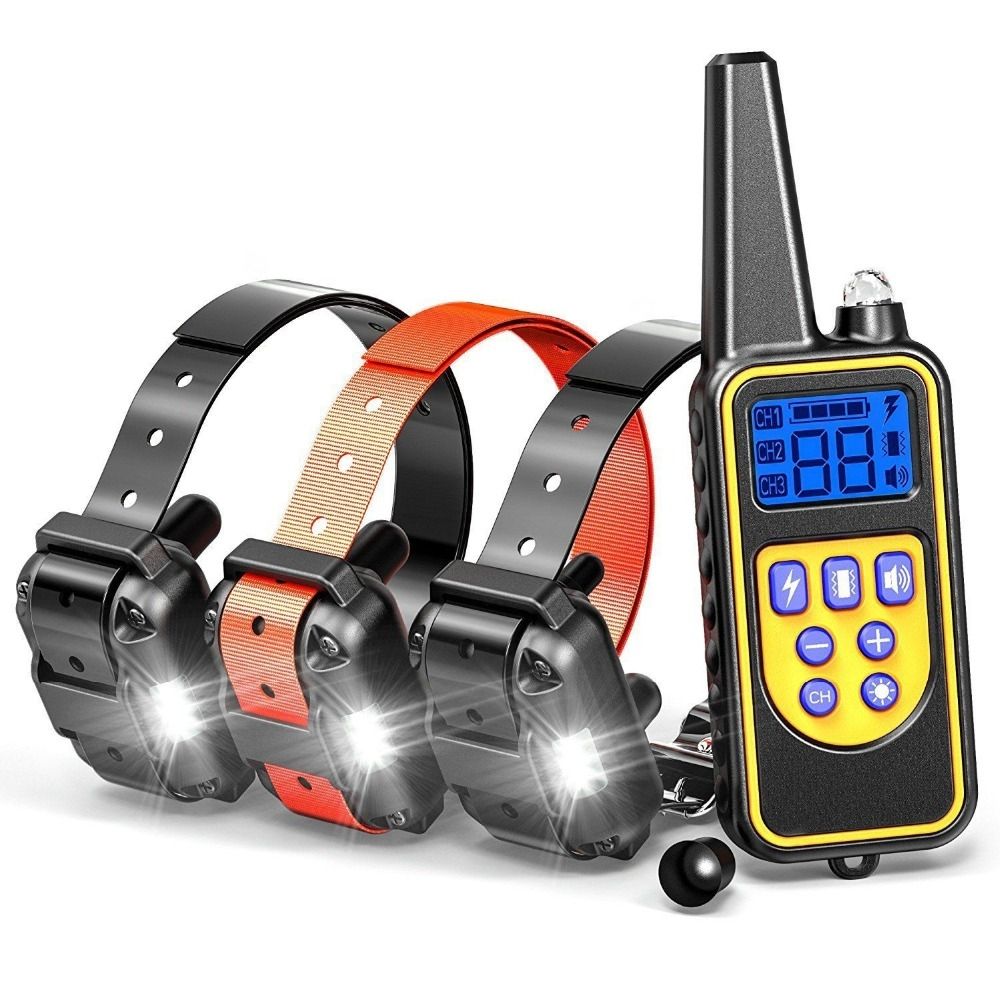 Collar de entrenamiento remoto para perros eléctrico de 800m, impermeable, recargable, niveles ajustables para perros de todos los tamaños