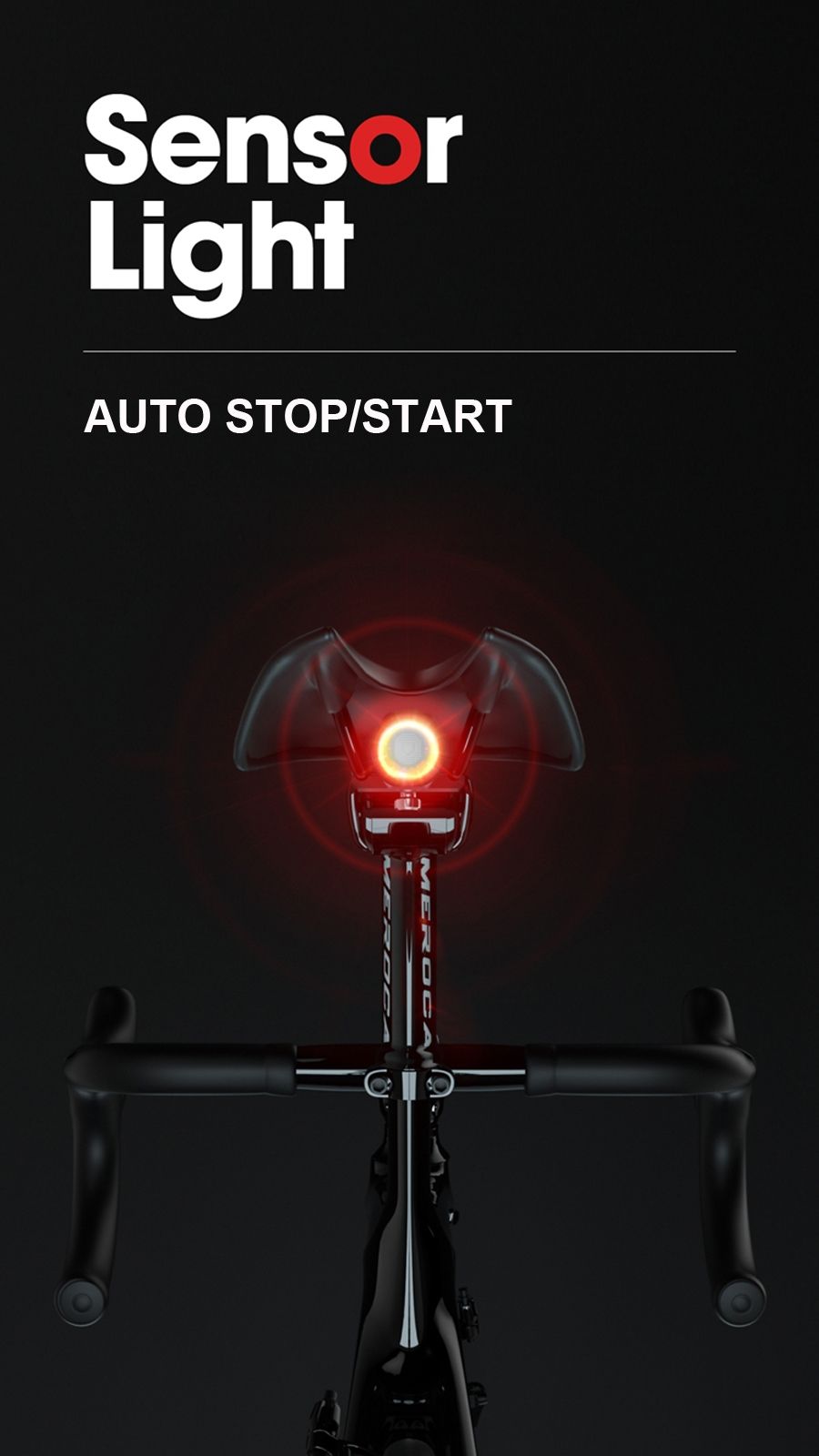 Luz trasera inteligente para bicicleta con luz de freno de arranque y parada automáticos, carga USB, impermeable IPX6, luz de seguridad para ciclismo.